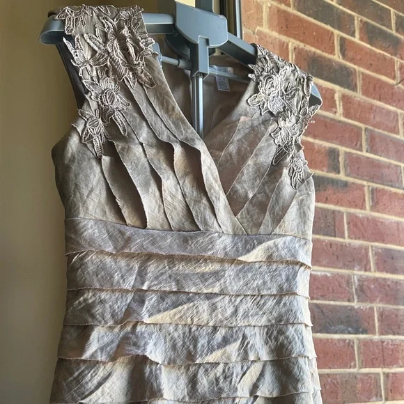 Beautiful London Times champagne Lace Mini Cocktail Dress - Picture 8 of 12